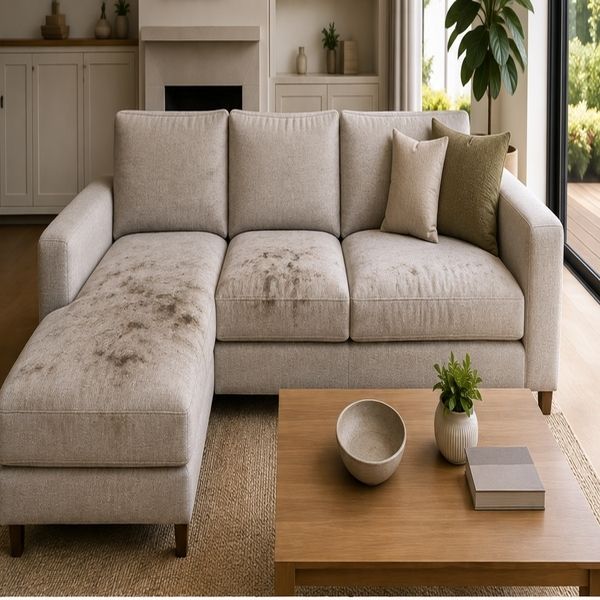 Melbourne fabric sofa before cleaning