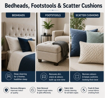 Bedheads, footstools and scatter cushions